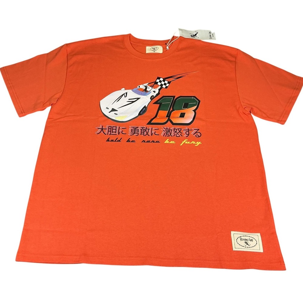 Reigning Fury Racing Graphic Tee XL Orange Car Anime Streetwear USA‎ NWT